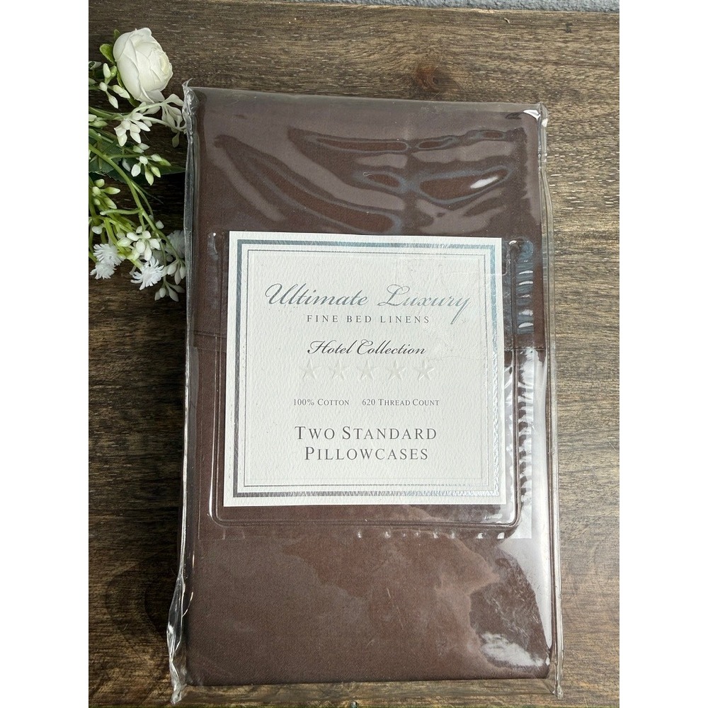 Ultimate Luxury Hotel Collection 620 TC Cotton Sateen Standard Pillowcases Brown
